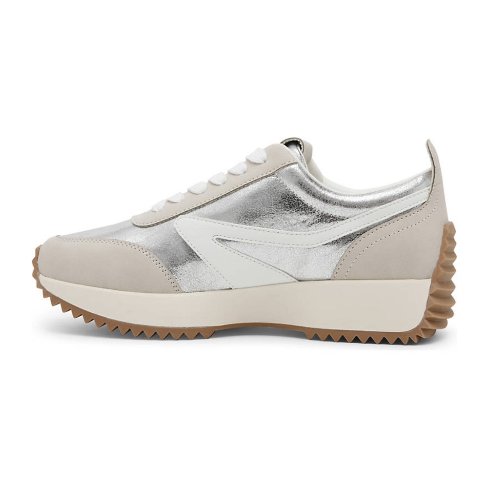 DV Dolce Vita Bynx Sneakers Silver Shiny Metallic 9 - Picture 2 of 4